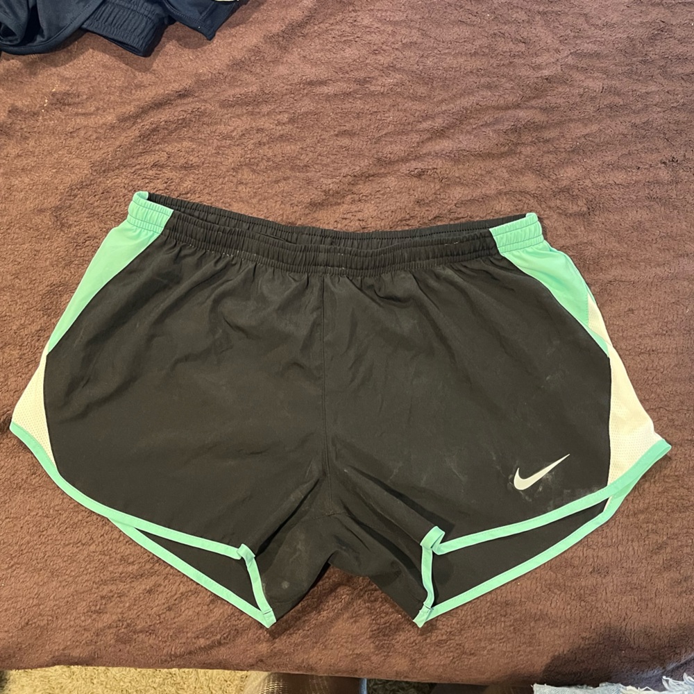 Nike Women's Black and Teal Green Running Shorts Medium